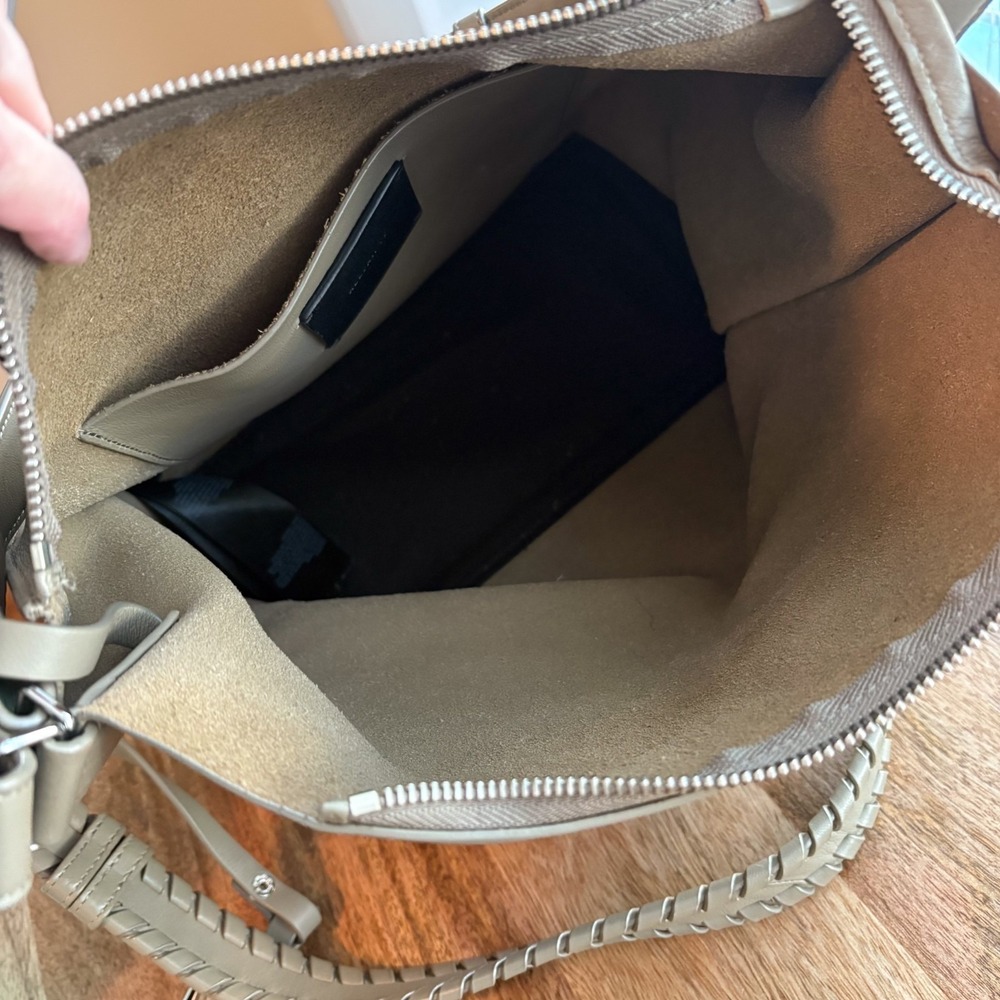 ALL SAINTS Kita Lea Crossbody Taupe Leather Bag Purse Shoulder Strap Smooth - Picture 11 of 12